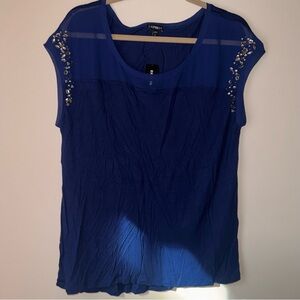 Express - Royal Blue Embellished Blouse - NWT